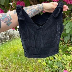 Vintage Elegant Black Velvet Women's Top and Jacket